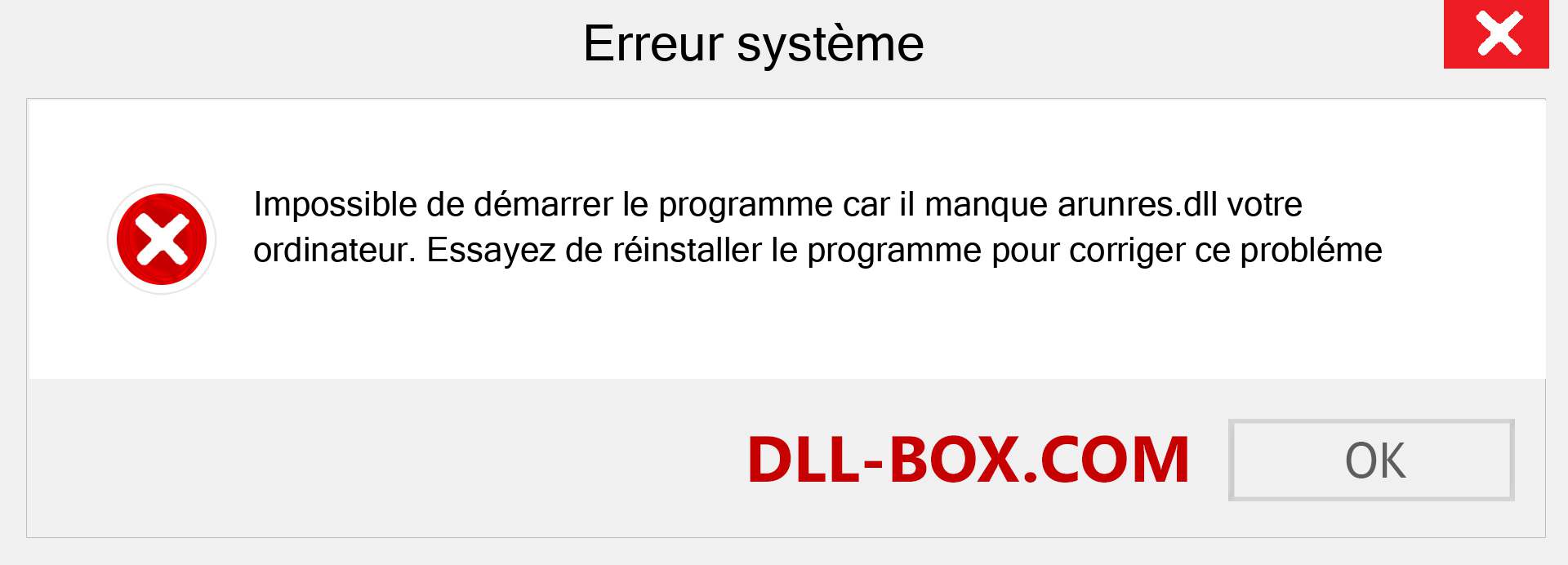 Le fichier arunres.dll est manquant ?. Télécharger pour Windows 7, 8, 10 - Correction de l'erreur manquante arunres dll sur Windows, photos, images